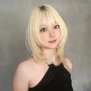 ミディアム 🥇KEN /レイヤー/艶カラーのヘアスタイル