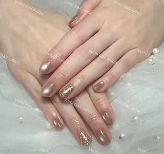 ネイル Shineジェル& チップ長さだしのネイルデザイン