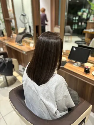 セミロング カラー ツヤ髪縮毛矯正💫/ ハイトーン/あゆみのヘアスタイル