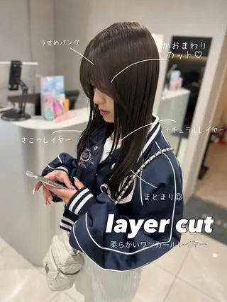 セミロング カラー レイヤーカット×韓国 Ryotaroのヘアスタイル