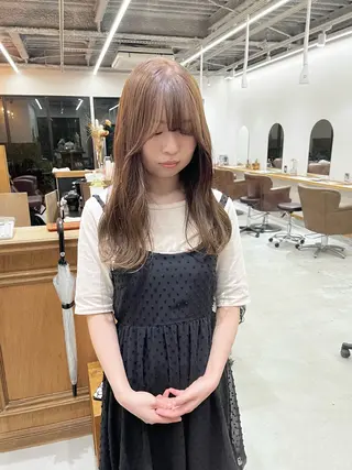ロング カラー ヘアアレンジ esu 心斎橋店所属・ena/ブリーチなし 心斎橋・ベージュ🎀のヘアスタイル