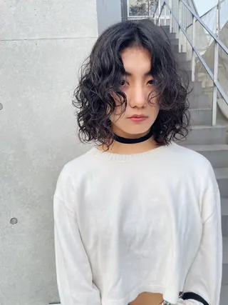 ミディアム パーマ センスをお届けします 大谷将生INFPのヘアスタイル