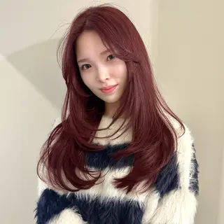 セミロング 🌹ハッシュカット、 レイヤー韓国ヘア🌹のヘアスタイル