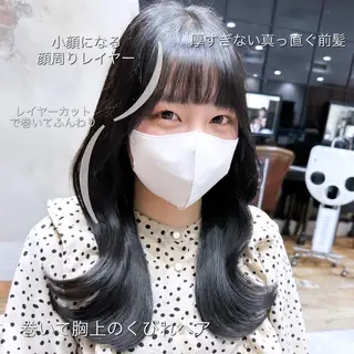 セミロング カラー 顔周り/くびれヘア 韓国ヘア💕風間るなのヘアスタイル