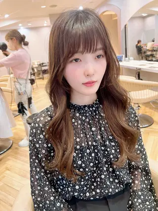 ロング カラー パーマ ヘアアレンジ メンズ キッズ ネイル マツエク・マツパ アイブロウ 平川 友理/韓国ヘア💘のヘアスタイル