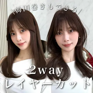 セミロング カラー 結べるレイヤー/ ミディアム/島田 佑のヘアスタイル