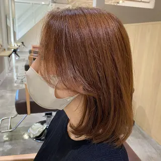 ミディアム ブリーチなしWカラー /酸性ストレート河本のヘアスタイル