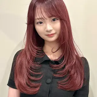 ロング 🌹ハッシュカット、 レイヤー韓国ヘア🌹のヘアスタイル