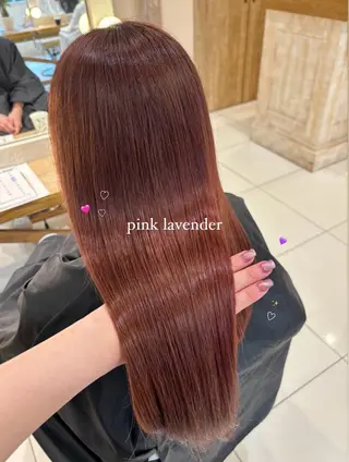 ロング カラー 暖色カラー/ブリーチ なしカラー/艶カラーのヘアスタイル