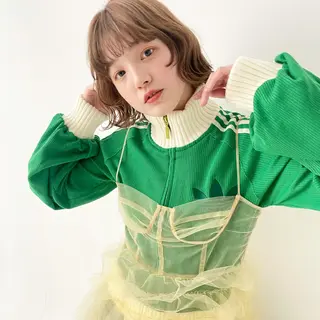 ミディアム カラー パーマ 店長/髪質改善/ ショート/松若　優のヘアスタイル