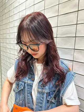 ロング カラー ヘアアレンジ ayano🍒パーマ 暖色カラーのヘアスタイル