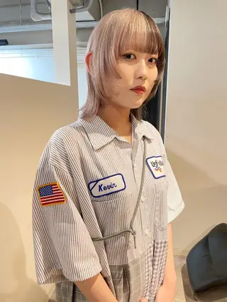 ミディアム カラー ヘアアレンジ 丸山渉/パーマ エフェクトブリーチのヘアスタイル