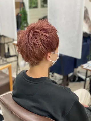 ショート カラー メンズ ハイライト&曲がる 縮毛矯正特化 玉置のヘアスタイル