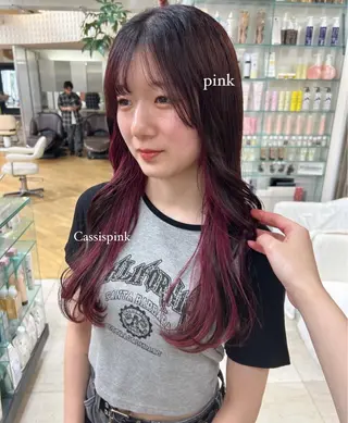 ロング カラー ありむらもえ/ インナーカラーのヘアスタイル