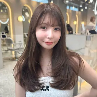 セミロング 新宿/韓国風レイヤー 髪質改善/渋谷直樹のヘアスタイル