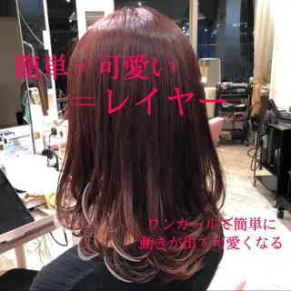 セミロング カラー モテ髪×トレンド💕 小顔レイヤー 金井のヘアスタイル