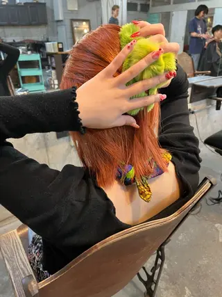 ショート カラー ヘアアレンジ キッズ デザインパーマ ハイライトIkumiのヘアスタイル