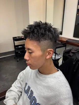カラー パーマ メンズ スパイキーパーマ 柏NO1 藤本葉のヘアスタイル