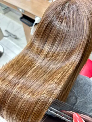 ミディアム カラー パーマ 長妻莉央/縮毛矯正 髪質改善カラーのヘアスタイル