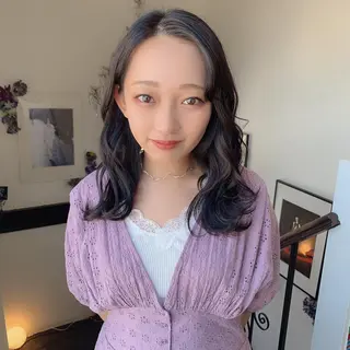 セミロング カラー 袴田 伊代のヘアスタイル