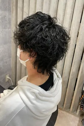 ミディアム パーマ メンズ 骨格整形カット/ ショート✂️堀夢哉のヘアスタイル