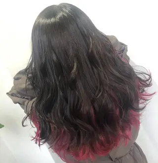 ロング カラー パーマ ブリーチ毛縮毛矯正 👑山口のヘアスタイル