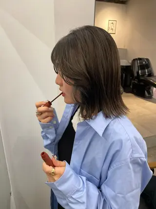 ミディアム カラー レイヤーパーマ、ボブ 小須田ゆあのヘアスタイル