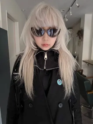 ロング カラー ヘアアレンジ 丸山渉/パーマ エフェクトブリーチのヘアスタイル