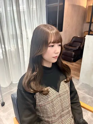 セミロング カラー 韓国×髪質改善カラー 💎hinaのヘアスタイル
