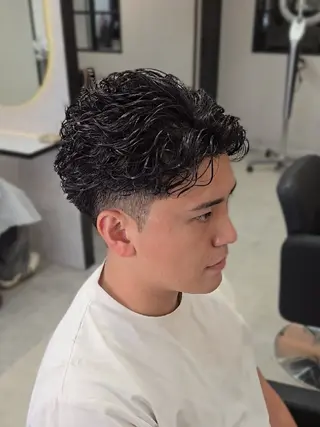 メンズ ショート パーマ Lapis 名古屋駅前店所属・LEN名古屋/パーマ メンズ特化美容師のヘアスタイル