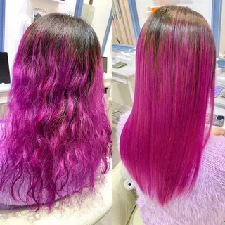 セミロング クセ、艶にお悩みの方 ブリーチ毛にも縮毛可のヘアスタイル