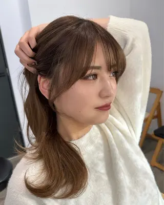 ロング カラー ヘアアレンジ 似合わせ/透明感 カラー/ツヤ髪/かこのヘアスタイル