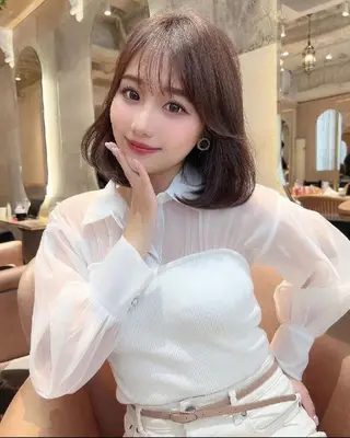 ミディアム カラー あかね☆ヘアアレンジ /ボブ/縮毛矯正のヘアスタイル