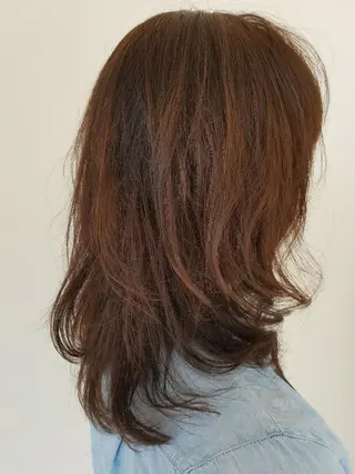 ミディアム パーマ 髪質改善/ハイライト 小林秀樹のヘアスタイル