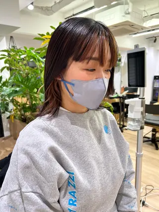 ミディアム カラー 田中 愛梨のヘアスタイル