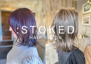 ミディアム 相澤 優色のヘアスタイル