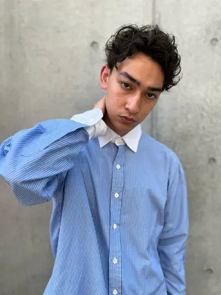 パーマ メンズ ベージュ/グレージュ 恵比寿/丸山陽平のヘアスタイル