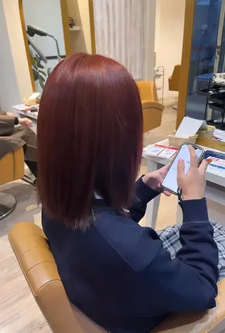 ミディアム カラー ブリーチなしWカラー レイヤー/Rickyのヘアスタイル