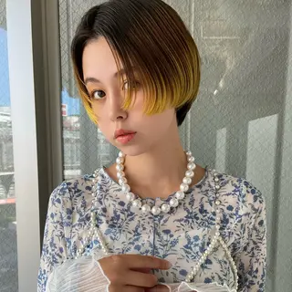 ショート カラー レイヤーカット⭐️ ブリーチ桑原 日花理のヘアスタイル