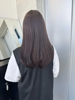 セミロング カラー パーマ ヘアアレンジ 透明感/オリーブ/ グレージュ/YUKAのヘアスタイル