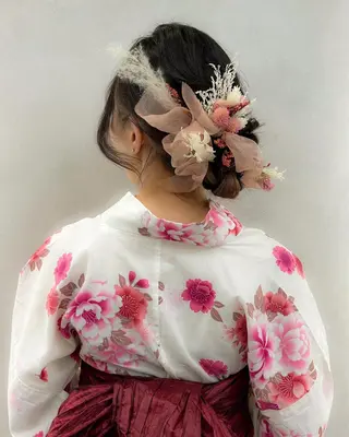 ロング カラー ヘアアレンジ 卒業式ヘアセット🎀 ヘアアレンジのヘアスタイル