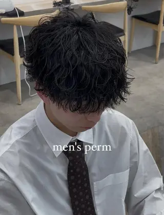 ショート カラー パーマ メンズ キッズ 🧸岩本晴佳/ フェザーパーマのヘアスタイル