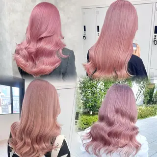 ロング カラー ブリーチなしピンク RIKU🎈のヘアスタイル