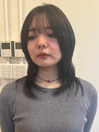 ミディアム カラー RIN/韓国ヘア レイヤーカットのヘアスタイル