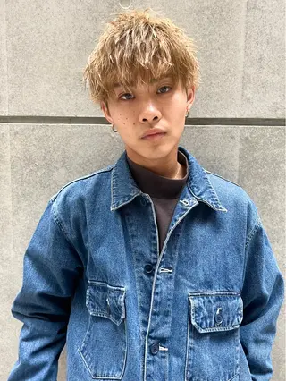 ショート カラー パーマ メンズ メンズカット曲がる 縮毛矯正佐々木タクマのヘアスタイル