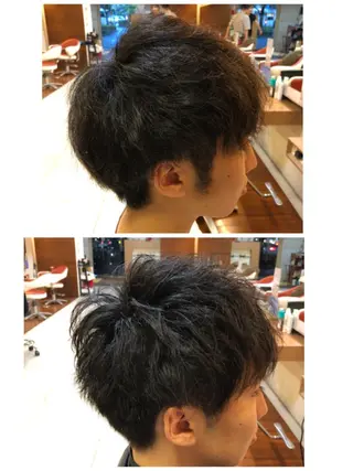 ショート パーマ メンズ 塩谷黎✨ブリーチ無W カラーメンズパーマ✨のヘアスタイル