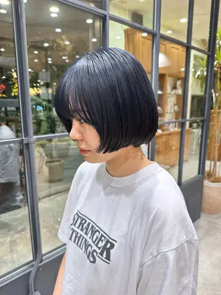 ミディアム 平野恵/透明感カラー ブリーチ/ボブのヘアスタイル