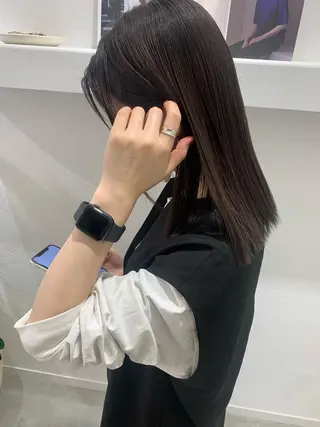 セミロング カラー 顔周りレイヤー 🎀マリノのヘアスタイル