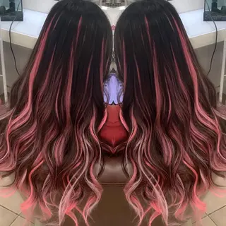 ロング カラー れん/ハイトーン /エクステ/韓国風のヘアスタイル