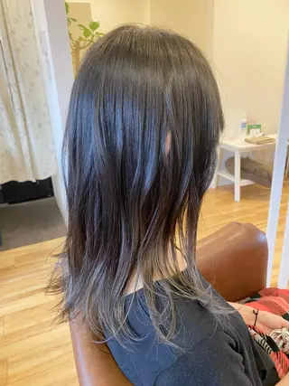 ロング カラー ブリーチなしWカラー /酸性ストレート河本のヘアスタイル